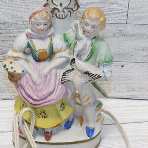 Vintage Courting Couples Lamp, Victorian Ladies and Gentlemen for REPAIR